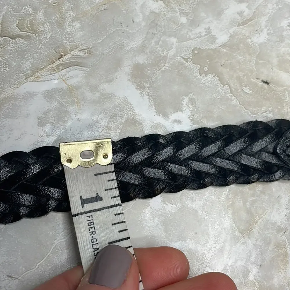 Vintage navy blue braided leather belt